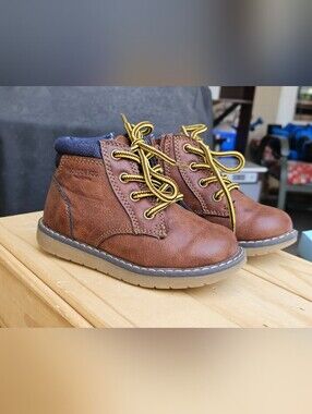 London Fog Kids' Brown Leather Lace-Up Boots Toddler Sz.8